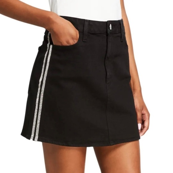 NWT‎ Alice + Olivia Good High Rise Crystal Mini Skirt Night Fever Black 29 8 - Picture 5 of 9